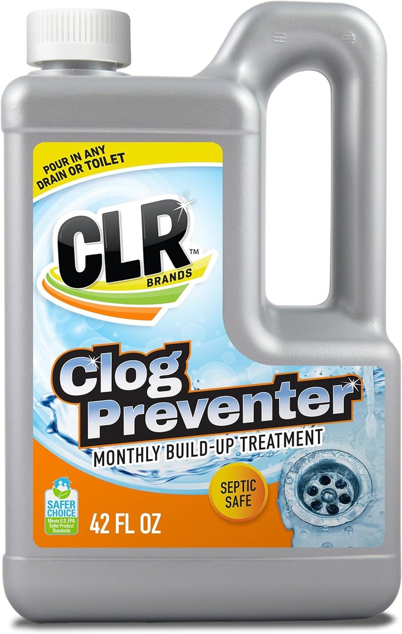 CLR Brands Clog Preventer Monthly Build Up Remover, 42 oz. Bottle, Drain Cleaner, Degrades Oils, Grease, Proteins and Fatty Acids, Safe for All Pipes and Septic Systems - Image 1